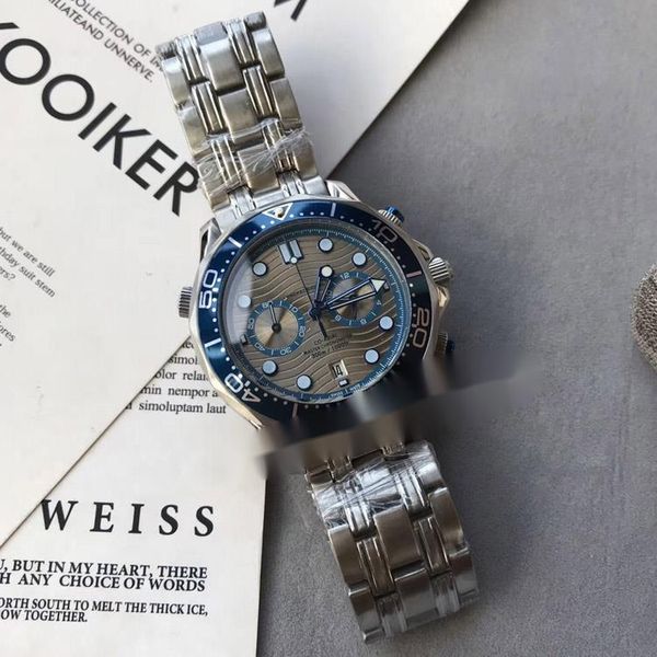 new watch 300m dive 210.210.30.44.51.06 gray ripple dial quartz chronograph mens watch ceramics blue bezel ss steel bracelet watches, Slivery;brown
new watch 300m dive 210.210.30.44.51.06 gray ripple dial quartz chronograph mens watch ceramics blue bezel ss steel bracelet watches, Slivery;brown