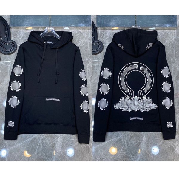 luxury classic men's sweatshirts brand ch designer hoodie fashion men women horseshoe sanskrit loose zipper jacket pullover hooded coa, Black 
luxury classic men's sweatshirts brand ch designer hoodie fashion men women horseshoe sanskrit loose zipper jacket pullover hooded coa, Black