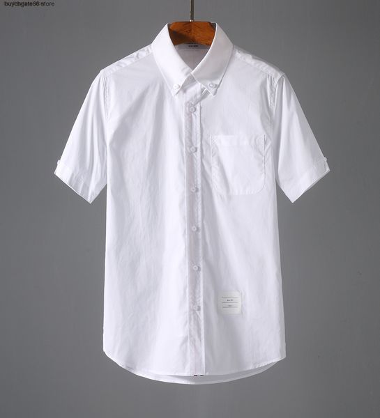 nbl0 men's casual shirts thom bro poplin short sleeve inner placket ribbon summer thin couple, White;black
nbl0 men's casual shirts thom bro poplin short sleeve inner placket ribbon summer thin couple, White;black