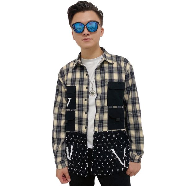fashion men's shirt versatile plaid shirt classic men and women with the same couple luxury designer 4 pockets of hip-hop stitching let, White;black
fashion men's shirt versatile plaid shirt classic men and women with the same couple luxury designer 4 pockets of hip-hop stitching let, White;black