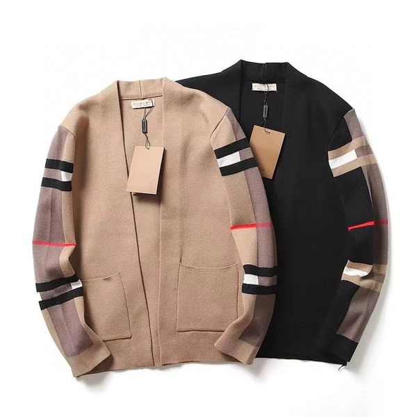 men's sweaters knitwear classic embroidered wool long sleeve v-neck plaid couple cardigan business slim coat, White;black
men's sweaters knitwear classic embroidered wool long sleeve v-neck plaid couple cardigan business slim coat, White;black