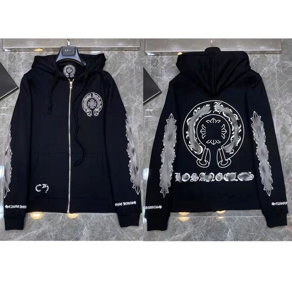 men's luxury fashion sweatshirts classic brand ch zipper hoodies women men loose pullover hooded designer horseshoe hoodie sweater jack, Black
men's luxury fashion sweatshirts classic brand ch zipper hoodies women men loose pullover hooded designer horseshoe hoodie sweater jack, Black