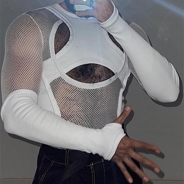 mens tshirts men t shirt mesh patchwork oneck long sleeve streetwear see through hollow out party nightclub camisetas incerun 7 220826, White;black
mens tshirts men t shirt mesh patchwork oneck long sleeve streetwear see through hollow out party nightclub camisetas incerun 7 220826, White;black