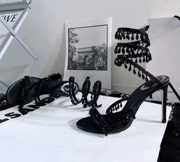 pendant gorgeous sandals luxury designer rene caovilla crystal light wrapped foot ring stiletto wedding shoes rhinestone high heeled gladiat, Black
pendant gorgeous sandals luxury designer rene caovilla crystal light wrapped foot ring stiletto wedding shoes rhinestone high heeled gladiat, Black
