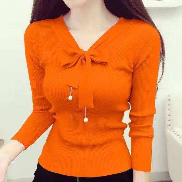 women's sweaters autumn and winter sweater women slim size bottoming shirt students korean long sleeve bow coat joker 220827, White;black
women's sweaters autumn and winter sweater women slim size bottoming shirt students korean long sleeve bow coat joker 220827, White;black