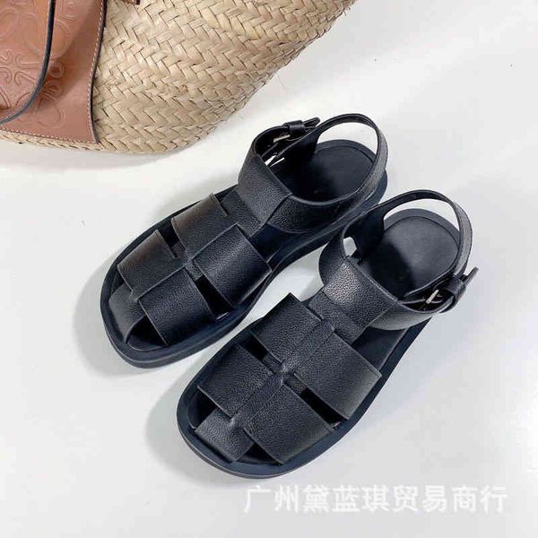 summer sandals row lychee pattern cowhide woven round head flat bottom thick roman sandals women's shoes 6ixe rnt0, Black
summer sandals row lychee pattern cowhide woven round head flat bottom thick roman sandals women's shoes 6ixe rnt0, Black