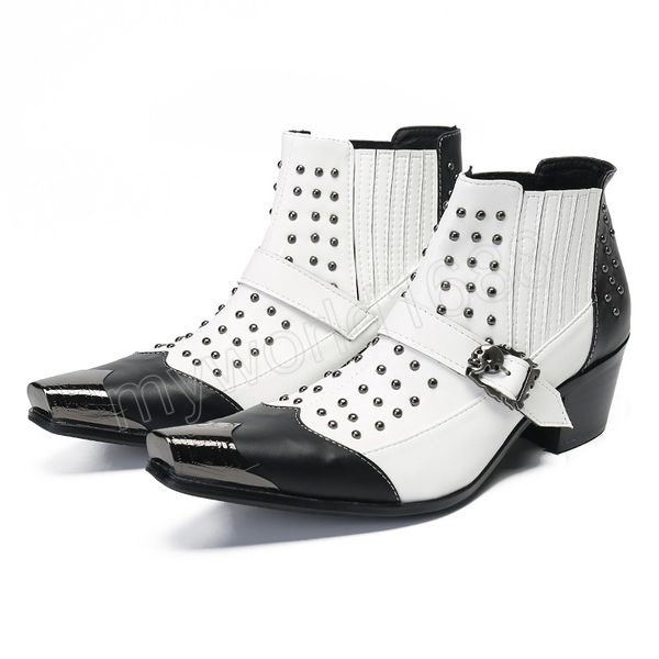 british style genuine leather men boots high heels ankle boots rivets pointed toe male party boot formal dress shoes, Black
british style genuine leather men boots high heels ankle boots rivets pointed toe male party boot formal dress shoes, Black