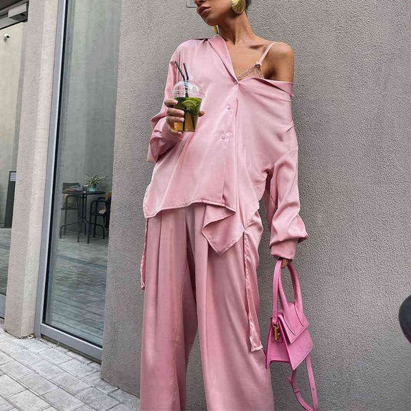 women's tracksuits satin shirt trousers set woman two pieces oversized elegant high waist wide leg pant suit female 2022 spring new lad, Gray
women's tracksuits satin shirt trousers set woman two pieces oversized elegant high waist wide leg pant suit female 2022 spring new lad, Gray