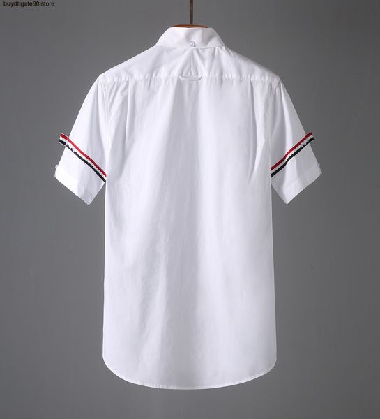 du1v men's casual shirts thom bro short sleeve shirt poplin fabric summer thin double label fashion brand lovers, White;black
du1v men's casual shirts thom bro short sleeve shirt poplin fabric summer thin double label fashion brand lovers, White;black