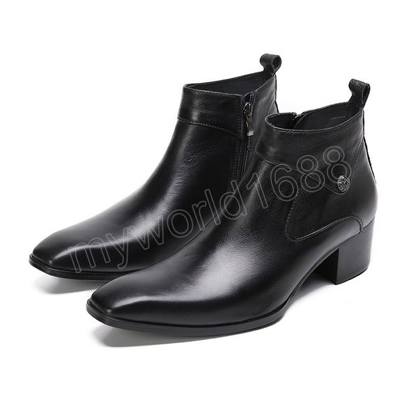 6cm heels high black ankle leather boots for men pointed toe zipper botas hombre business shoes men
6cm heels high black ankle leather boots for men pointed toe zipper botas hombre business shoes men