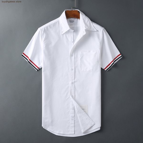 men's casual shirts thom bro fashion brand oxford spinning short sleeve double label cuff webbing white, White;black
men's casual shirts thom bro fashion brand oxford spinning short sleeve double label cuff webbing white, White;black
