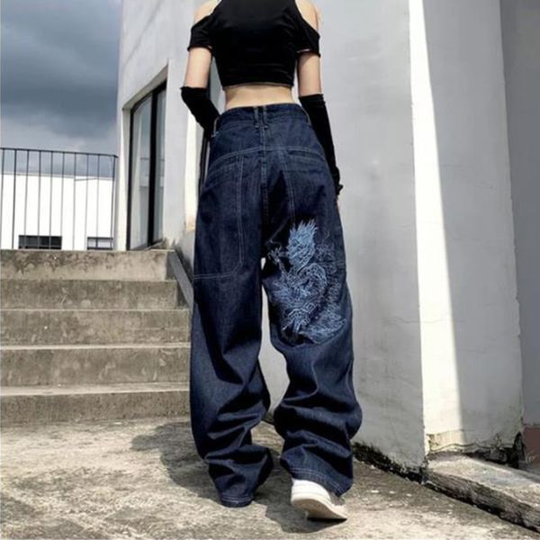 american retro street skateboard hiphop hip-hop loose jeans women's new dragon pattern embroidery wide-leg mopping trousers, Blue
american retro street skateboard hiphop hip-hop loose jeans women's new dragon pattern embroidery wide-leg mopping trousers, Blue