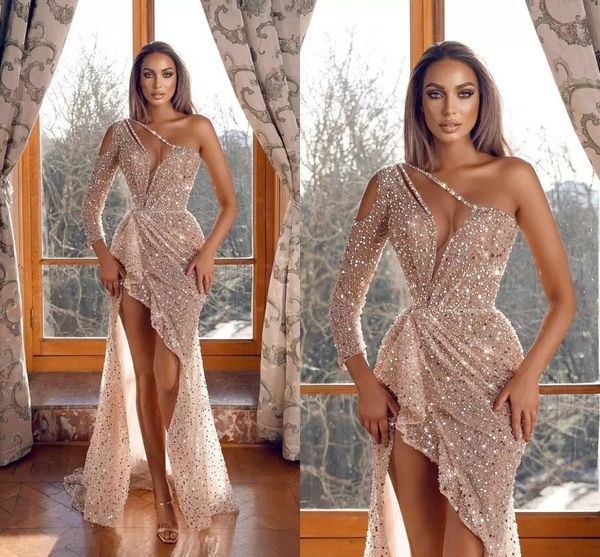 stunning shinny sequined prom evening dresses arabic luxury one shoulder illusion split high low party occasion gowns vestidos, Black
stunning shinny sequined prom evening dresses arabic luxury one shoulder illusion split high low party occasion gowns vestidos, Black