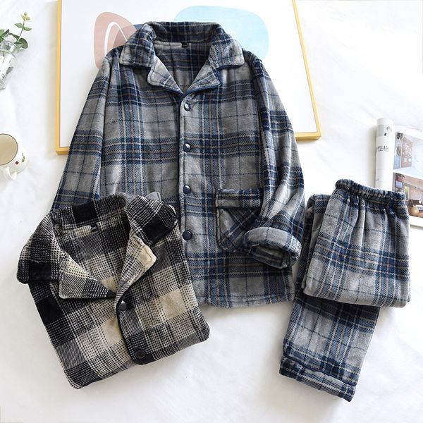 men's sleepwear autumn and winter men's pajamas longsleeved trousers twopiece flannel thickened warm home service set plaid large, Black;brown
men's sleepwear autumn and winter men's pajamas longsleeved trousers twopiece flannel thickened warm home service set plaid large, Black;brown