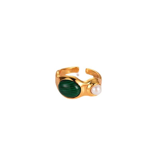 autumn new retro natural malachite and pearl ring female personality fashion simple opening adjustable accessories, Silver
autumn new retro natural malachite and pearl ring female personality fashion simple opening adjustable accessories, Silver