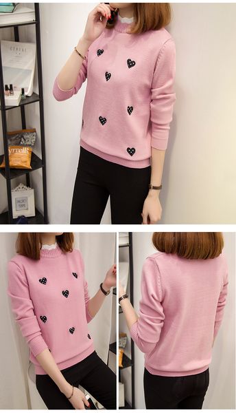 2022 autumn winter knitted red heart pattern sweaters women korean o neck thick print pullover coat loose outwear, White;black
2022 autumn winter knitted red heart pattern sweaters women korean o neck thick print pullover coat loose outwear, White;black