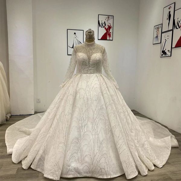 plus size crystal ball gown wedding dress high neck beading long sleeve illusion tulle bride dresses robe de mariee bridal gowns, White
plus size crystal ball gown wedding dress high neck beading long sleeve illusion tulle bride dresses robe de mariee bridal gowns, White