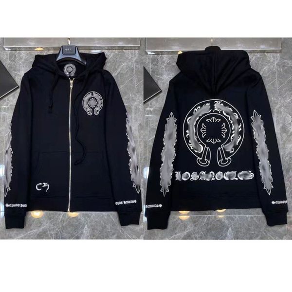 fashion men's luxury sweatshirts classic ch brand hoodie hooded designer horseshoe sanskrit loose zipper jacket pullover coat women sw, Black
fashion men's luxury sweatshirts classic ch brand hoodie hooded designer horseshoe sanskrit loose zipper jacket pullover coat women sw, Black