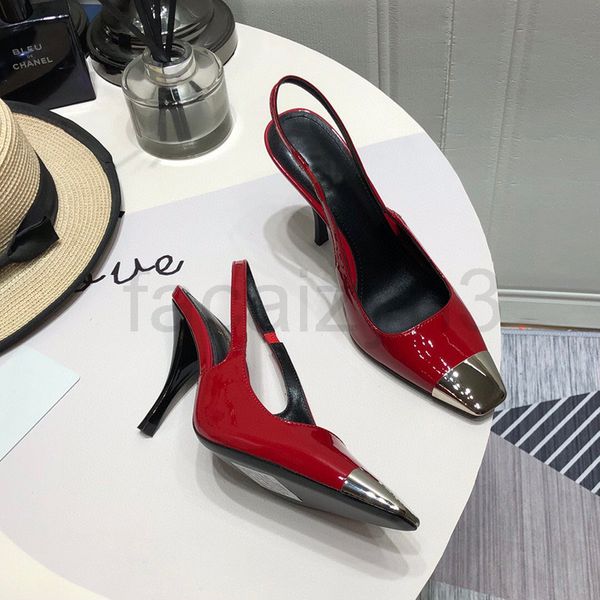 sandals designer rose park caiying's same high-heeled shoes women's summer metal square head patent leather one-line belt thin hee, Black
sandals designer rose park caiying's same high-heeled shoes women's summer metal square head patent leather one-line belt thin hee, Black