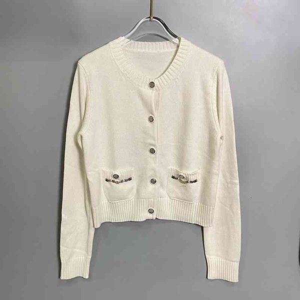 women's knits tees autumn style small fragrance fashionable black metal button round neck knitted cardigan celebrity slim fit short coa, White
women's knits tees autumn style small fragrance fashionable black metal button round neck knitted cardigan celebrity slim fit short coa, White