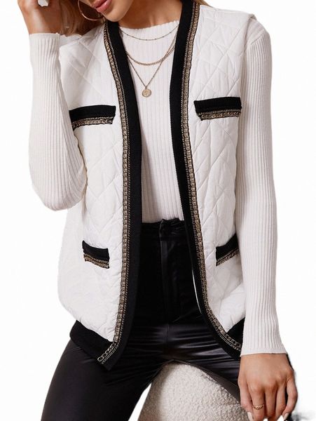 women's down & parkas contrast tape open front quilted vest coat j4fq#, Black
women's down & parkas contrast tape open front quilted vest coat j4fq#, Black