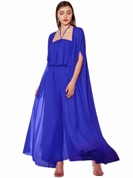 two piece dress solid wide leg halter jumpsuit with cloak sleeve kimono u376#, White
two piece dress solid wide leg halter jumpsuit with cloak sleeve kimono u376#, White