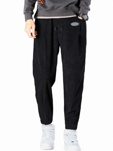 men's pants men letter patched detail drawstring waist pants l0iu#, Black
men's pants men letter patched detail drawstring waist pants l0iu#, Black