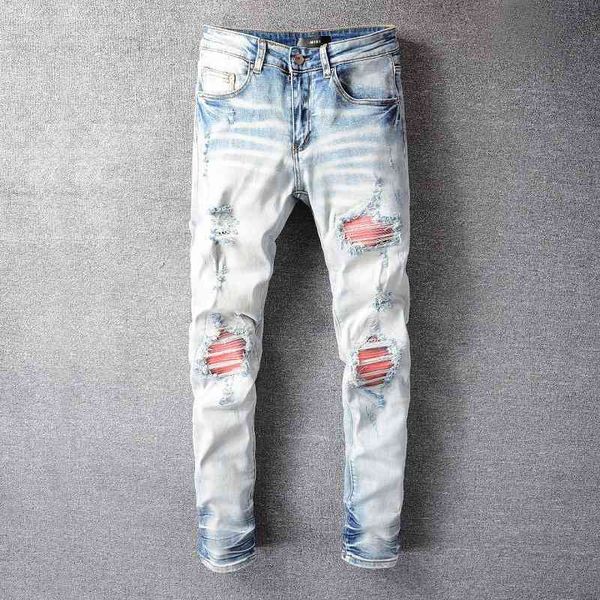 new us amirs casual hip hop high street out and worn washed splash ink color painting slim fit jeans men's #807, Blue
new us amirs casual hip hop high street out and worn washed splash ink color painting slim fit jeans men's #807, Blue