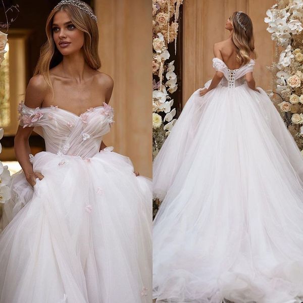 exquisite tulle women wedding dress custom made off the shoulder ball gown with train floral applique bridal dresses, White
exquisite tulle women wedding dress custom made off the shoulder ball gown with train floral applique bridal dresses, White
