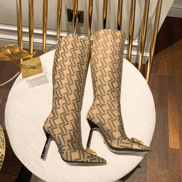 boots jacquard pattern stiletto heels tall boots f'end'ace medusa embellished back zip buckle shoes pointed toe knee-high boot lux, Black
boots jacquard pattern stiletto heels tall boots f'end'ace medusa embellished back zip buckle shoes pointed toe knee-high boot lux, Black
