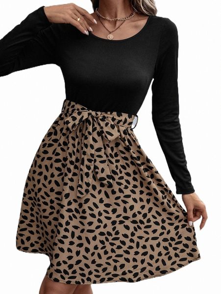 casual dresses graphic print belted dress 2022 new z9qk#, Black;gray 
casual dresses graphic print belted dress 2022 new z9qk#, Black;gray