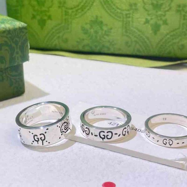 925 sier retro double g elf band rings letter g male and female skeleton head high version couple qixi, Silver
925 sier retro double g elf band rings letter g male and female skeleton head high version couple qixi, Silver