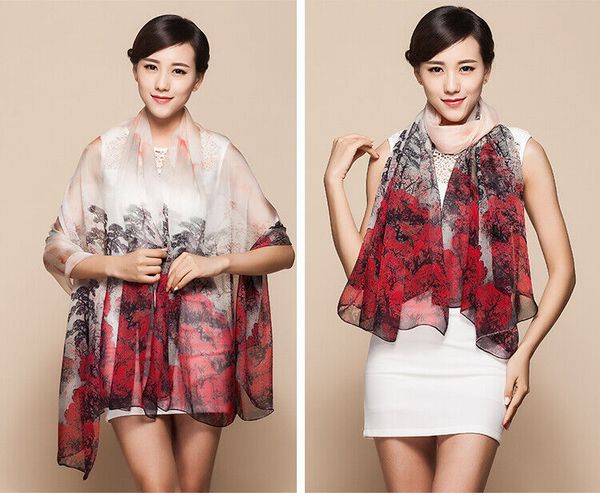 women 100% silk long scarf shawls sunscreen capes ultrathin transparent l'68.89, Blue;gray
women 100% silk long scarf shawls sunscreen capes ultrathin transparent l'68.89, Blue;gray