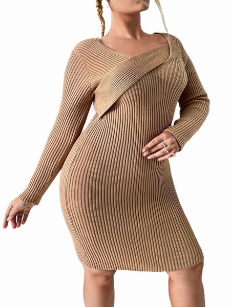 plus size t-shirt plus asymmetrical neck ribbed knit sweater dress 44c1#, Black
plus size t-shirt plus asymmetrical neck ribbed knit sweater dress 44c1#, Black