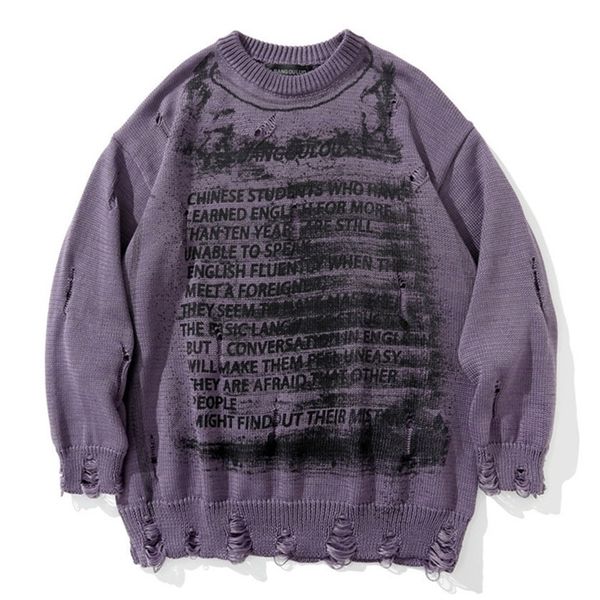 men's sweaters hip hop streetwear men damage hole vintage washed oversized knitted pullover jumper fashion punk gothic harajuku 220829, White;black
men's sweaters hip hop streetwear men damage hole vintage washed oversized knitted pullover jumper fashion punk gothic harajuku 220829, White;black