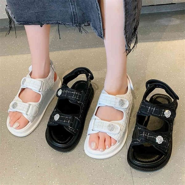 designer slippers small fragrant wind platform sandals women summer rhinestone magic tape casual sandal luxury scuffs shoes, Black
designer slippers small fragrant wind platform sandals women summer rhinestone magic tape casual sandal luxury scuffs shoes, Black