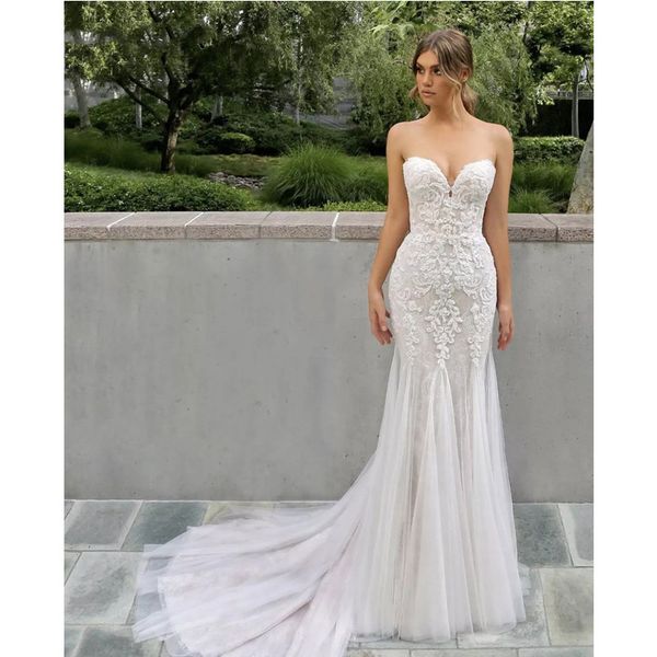 elegant sheath wedding dresses strapless sleeveless sweetheart gowns appliques sequins floor length 3d lace ruffles bridal gowns petites plu, White
elegant sheath wedding dresses strapless sleeveless sweetheart gowns appliques sequins floor length 3d lace ruffles bridal gowns petites plu, White