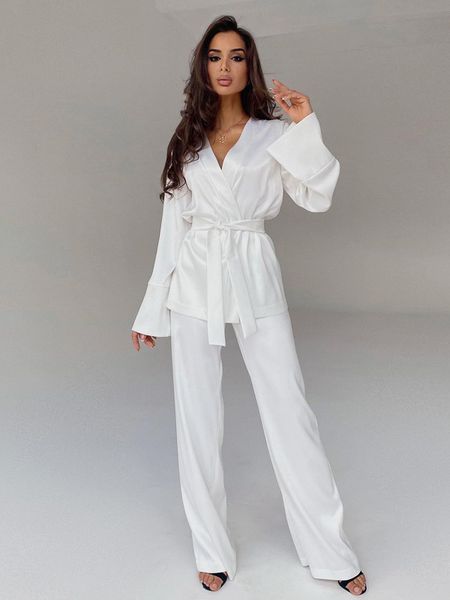 women's sleep lounge solid color pajamas for women robe sets full sleeves women's home clothes trouser suits satin nightgowns spri
women's sleep lounge solid color pajamas for women robe sets full sleeves women's home clothes trouser suits satin nightgowns spri