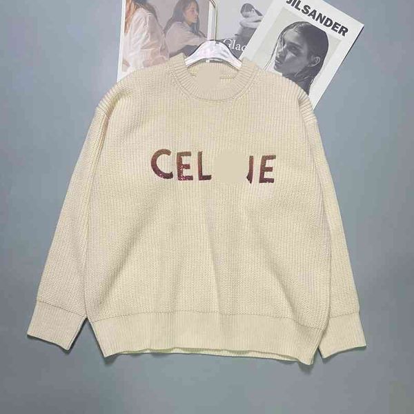 women's knits tees ce autumn and winter fashionable sequin gradient letter round neck knit lazy wind loose sweater lovers, White
women's knits tees ce autumn and winter fashionable sequin gradient letter round neck knit lazy wind loose sweater lovers, White
