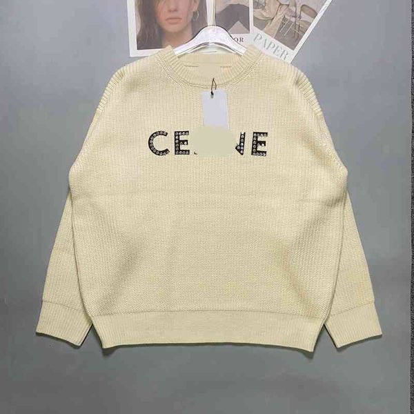 women's knits tees ce autumn and winter personalized silver dot cloth pasted letter embroidery round neck knit loose men women alike, White
women's knits tees ce autumn and winter personalized silver dot cloth pasted letter embroidery round neck knit loose men women alike, White