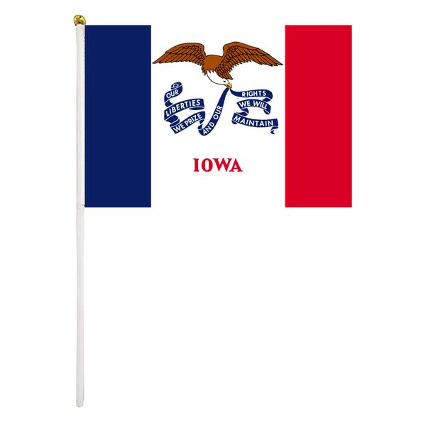 iowa handheld flag 14x21cm mini hand waving flag banner with plastic flagpole for office festival events celebration
iowa handheld flag 14x21cm mini hand waving flag banner with plastic flagpole for office festival events celebration