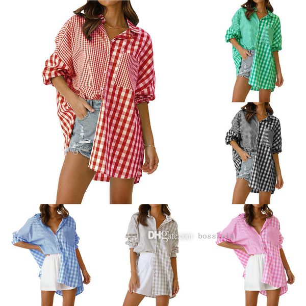 womens long sleeve shirt autumn winter new fashion loose casual splicing plaid shirts, White
womens long sleeve shirt autumn winter new fashion loose casual splicing plaid shirts, White