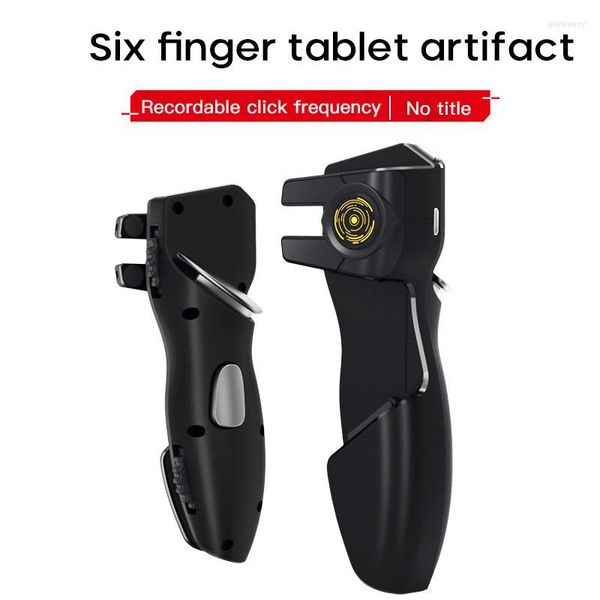 Image of Game Controllers Mobile PUBG Controller For Ipad Tablet Six Finger Games Trigger Joystick Gamepad L1R1 Fire Aim Button Shooter Handle Grip