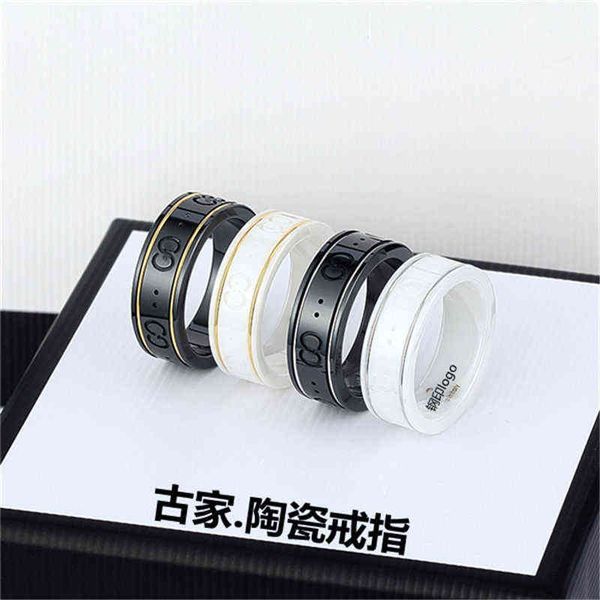 ceramic ring double g black and white gold bilateral hollow g fashion net red couple, Silver
ceramic ring double g black and white gold bilateral hollow g fashion net red couple, Silver