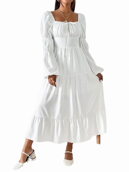 casual dresses square neck knot front lantern sleeve ruffle hem dress k9iy#, Black;gray
casual dresses square neck knot front lantern sleeve ruffle hem dress k9iy#, Black;gray