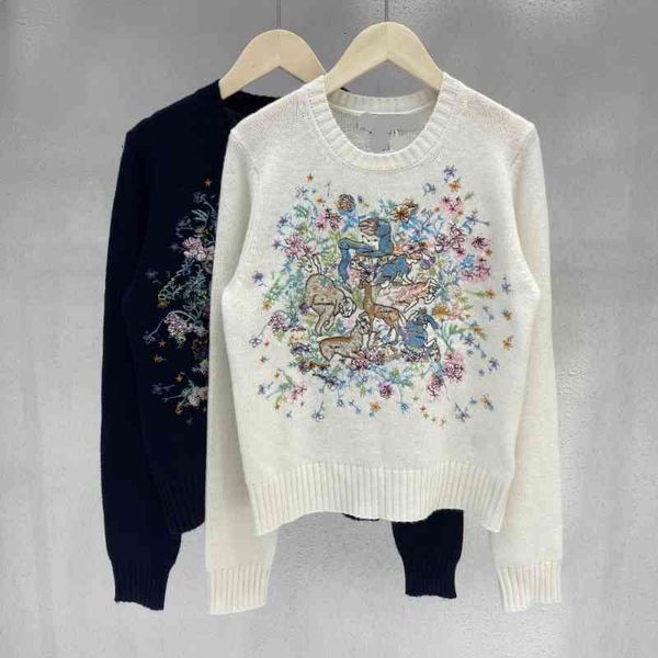 women's knits tees d family fashionable embroidery jungle animal cashmere knitting round neck pullover long sleeve women's clothes, White
women's knits tees d family fashionable embroidery jungle animal cashmere knitting round neck pullover long sleeve women's clothes, White