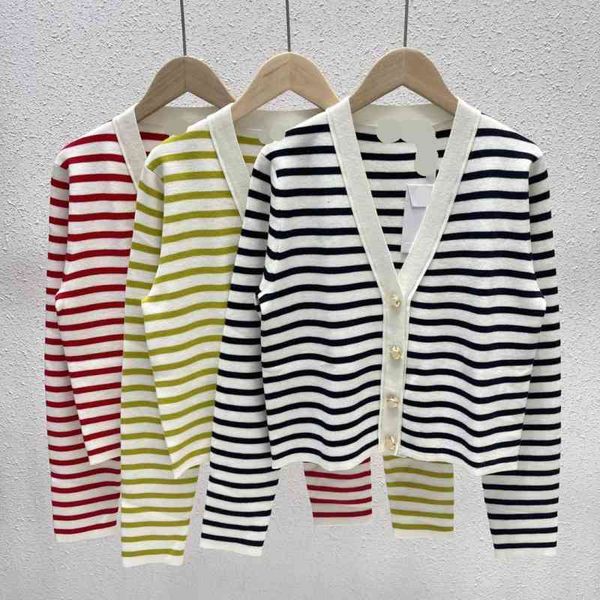 women's knits tees d family early autumn style v neck metal buckle classic stripe thin wool knitted cardigan coat, White
women's knits tees d family early autumn style v neck metal buckle classic stripe thin wool knitted cardigan coat, White