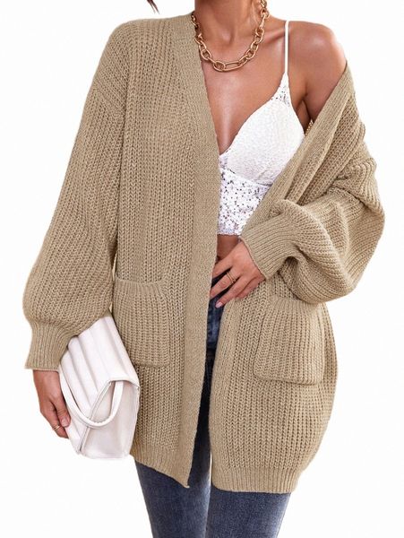 women's sweaters dual pocket drop shoulder cardigan without belt a25f#, White;black
women's sweaters dual pocket drop shoulder cardigan without belt a25f#, White;black