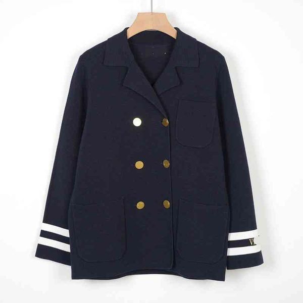 women's knits tees va autumn winter fashionable metal button contrast sleeve stripe lapel knit suit elegant loose coat, White
women's knits tees va autumn winter fashionable metal button contrast sleeve stripe lapel knit suit elegant loose coat, White