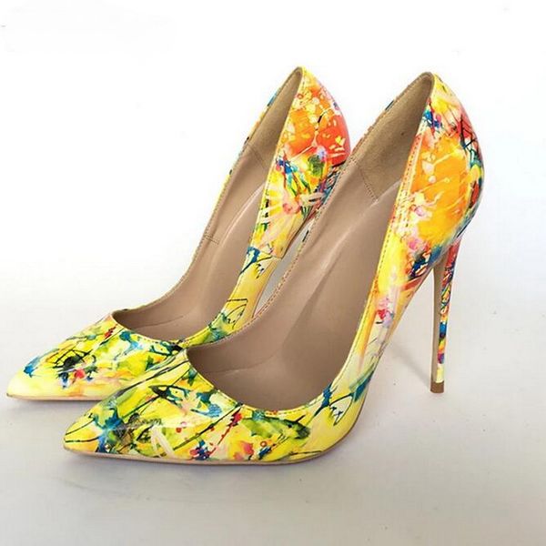 glossy yellow floral printed red bottom shoes women pointed heels flower patent leather stiletto high heel boots ladies formal dress pumps s, Black
glossy yellow floral printed red bottom shoes women pointed heels flower patent leather stiletto high heel boots ladies formal dress pumps s, Black